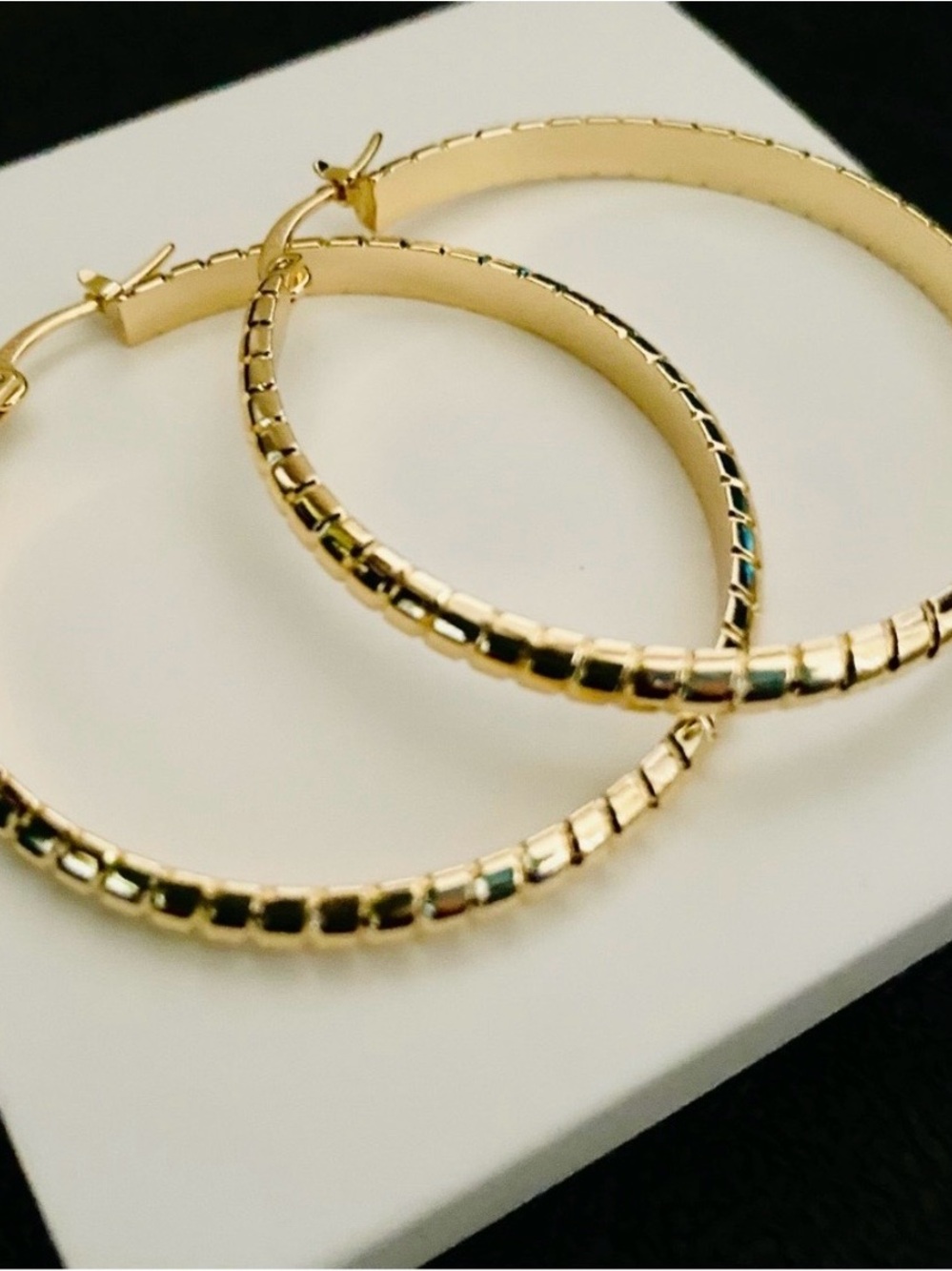 14 Kt Gold Plated 925 Sterling Silver Hoop Earrings 2’ NWT